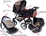 GaGaDumi Urbano 3 in 1 pram Stroller with car seat Complete Set Including Baby seat Buggy Diaper Bag rain Protection Mosquito net Solid Full Tires Gray - Image 2
