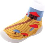 Slippers Boots Boys Size 5 Trees Printed Kids Baby Walking Shoes Animal Knitted Rubber Anti Sock Boots Shoes
