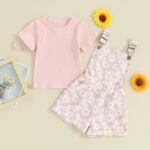 Toddler Kids Baby Girl Floral Overalls Shorts with Pocket Suspender Trousers Summer Clothing Outfits - Image 2