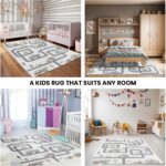 Livabliss Road Track Washable Kids Rug - Childrens Rug for Bedroom 160x160 cm, Machine Washable Rug for Girls & Boys Bedroom Rug, Playroom & Nursery Rugs - Girl or Boy Room Baby Rug, Kids Carpet Cream - Image 5