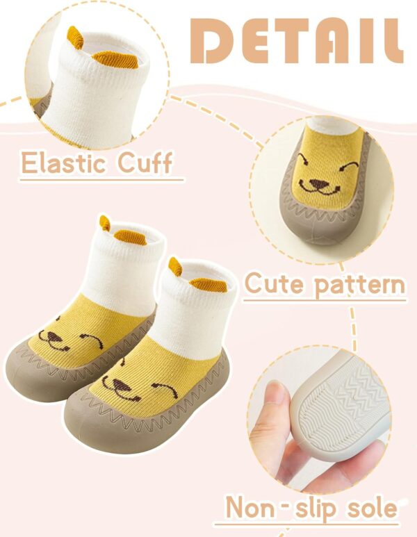 Happy Cherry - 1/2 Pairs Baby Toddler Boys Girls Slipper Socks Anti Slip Non-slip Indoor Floor Shoes Socks Newborn Cotton Grip Socks with Rubbe Sole for 0-36 Months - Image 2