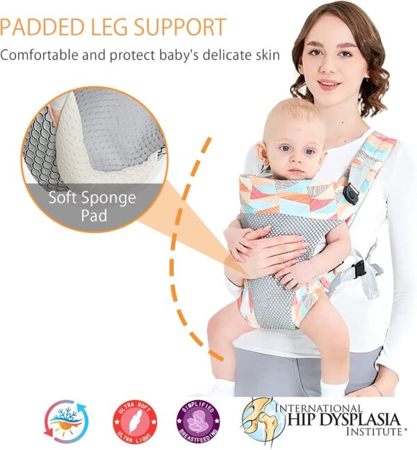 SONARIN Lightweight Breathable Baby Carrier, 4-in-1 Soft 3D Mesh Baby Wrap Carrier Ergonomic Child Carrier Backpack,Multi-Function for Newborn and Toddler 0 to 36 Months(Camo) - Image 5