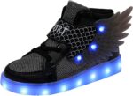 YUNICUS Kids Light up Trainers Light up Shoes USB Charging Flashing Trainers Wings High-Top LED Sneakers for Girls Boys Halloween Christmas Birthday Great Gift