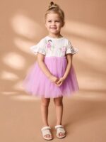Girls Summer Dresses Unicorn Butterfly Floral Rainbow Casual Dress Cotton Shirt Cartoon Short Sleeve Sleeveless Dress for Kids Age 1-7 Years Old - Image 3
