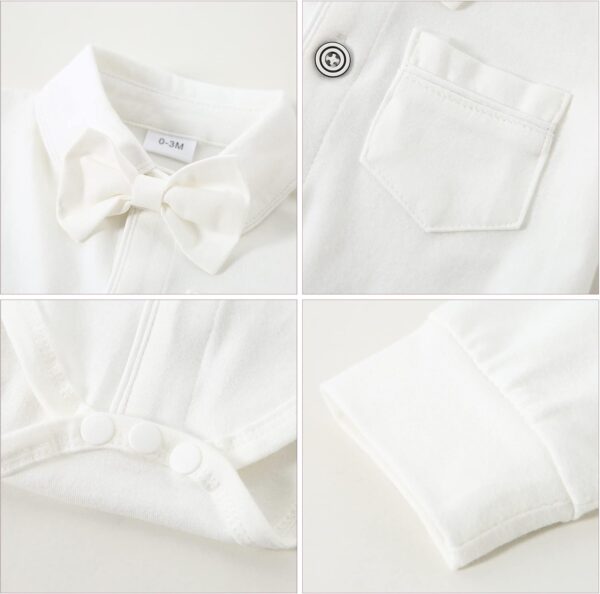 ZOEREA Baby Boy Gentleman Outfits Clothes Set 0-18 Months Romper Jumpsuit with Bow Tie + Suspender Pants Infant Wedding Clothing Sets - Image 2