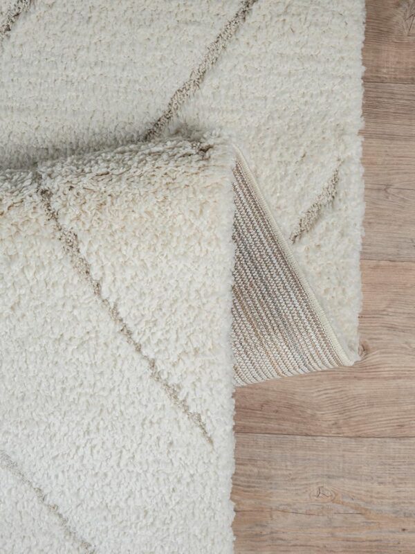 the carpet Bahar Shaggy Elegant Designer Living Room Rug, Soft & Easy-Care High Pile Living Room Rug in Cream Diamond 80 x 150 cm - Image 8