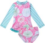 Freebily Toddler Baby Girls Two Piece Rash Guard Swimsuit Shirt Top with Bloomers Sun Protection Swimwear UPF 50+