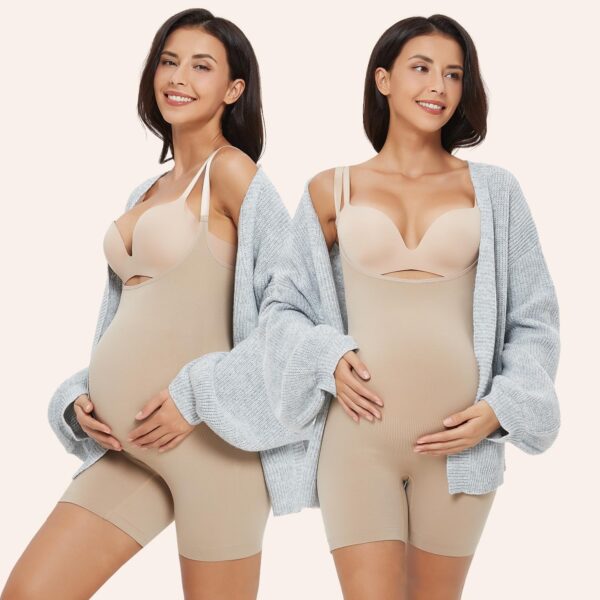Women's Maternity Bodysuit Pregnancy Shapewear Shorts Bustless Sleeveless Tank Top Belly Support Rib Romper Jumpsuit - Image 6
