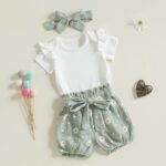 3Pcs Baby Girl Daisy Clothes Outfit Set Newborn Clothing Ruffle Bodysuit Romper + Pants Shorts + Headband Spring Summer Baby Grows 0-24 Months - Image 6