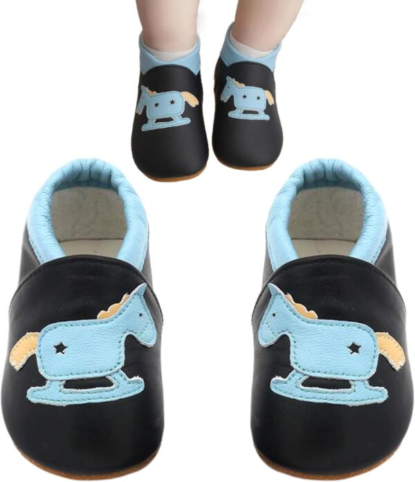 Baby Shoes Soft Sole Leather Baby Walking Shoes with Pony Pattern, Waterproof Non-Slip First Walking Toddler Moccasins for Learning to Crawl, Walk, Run, S Baby Boys' Shoes - Image 2