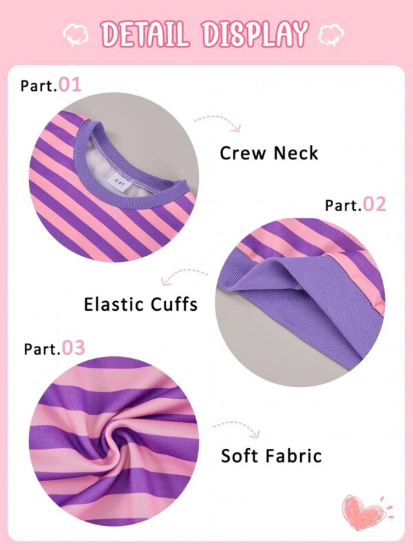 ESHOO Toddler Girls Clothes Set Stripe Knitted Pullover Sweatshirts Top Pants with 2 Pockets Kids Fall Winter Casual Outfits 2-7 Years - Image 4