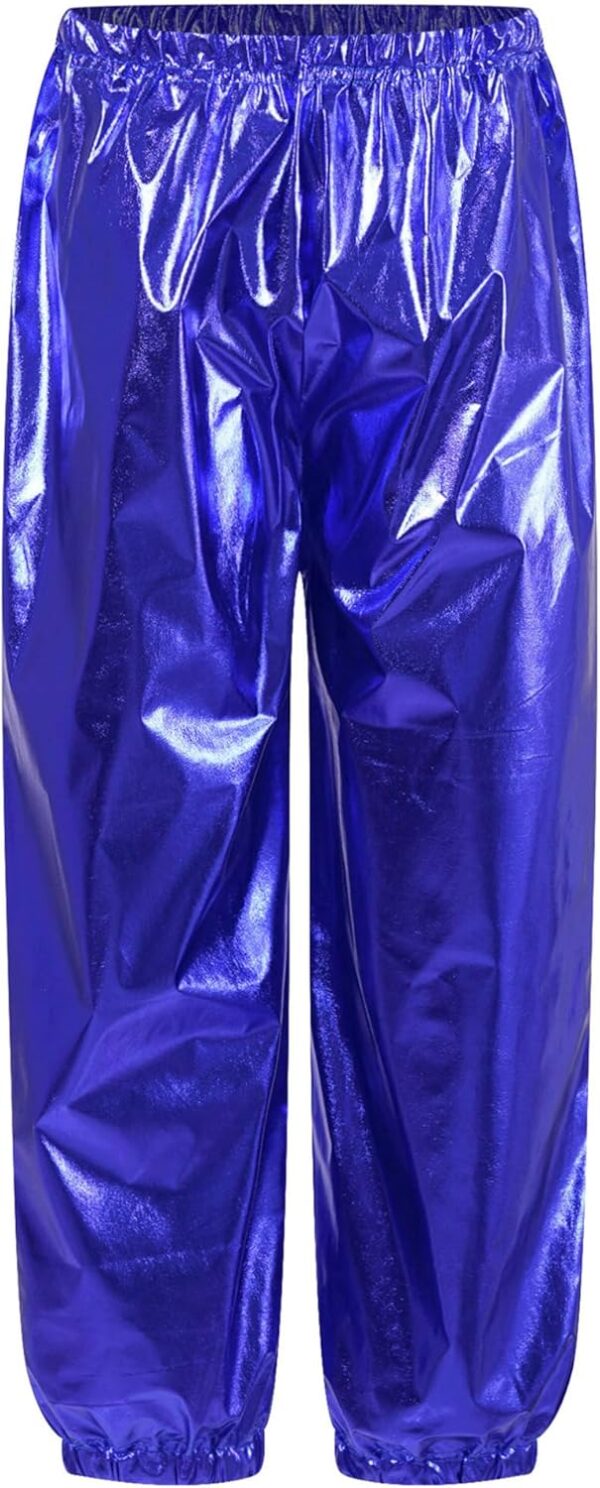 YiZYiF Kids Boys Girls Jazz Hip Hop Street Dance Clothes Shiny Metallic Long Sleeve T-Shirt with Harem Pants Set Dancewear - Image 6