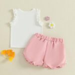 MAHUAOYIXI Toddler Girls Spring Summer Outfits Bow Frill Trim Sleeveless Tank Tops Vest Top Shirts with Elastic Waist Bloomers Shorts Sets 2Pcs Clothes for Little Girls - Image 3