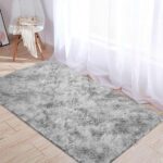 Area Rugs Soft Fluffy Shaggy Rugs Living Room Grey Large Modern Plush Rug High Pile Non-Slip Bedroom Carpet Floor Mat Nursery Bedside Rug (Grey White, 80 x 120 cm) - Image 4