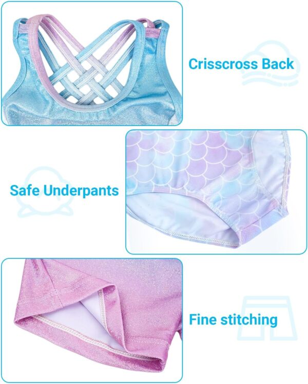 JiAmy Gymnastics Leotards for Girls with Short, Kids Athletic Crisscross Back Dancewear Gymnastics Athletic Outfit 3Pcs for Kids 3-12 Years - Image 4