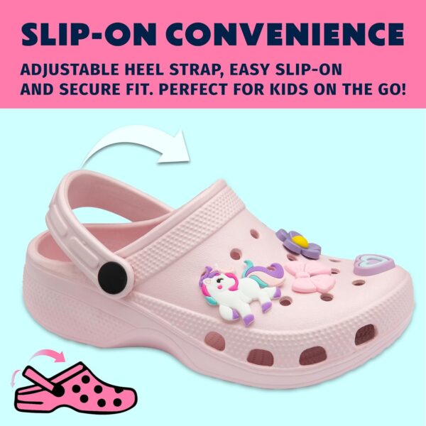 Girls Clogs Childrens Sandals with Removable Charms Kids Beach Pool Shoes - Image 3