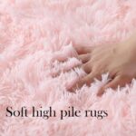 lekeplus Rugs Round Soft Shaggy on-shedding Non-slip Modern Indoor Outdoor Fluffy Rugs, For Living Room, Bedroom, Children's Room Round Carpet (Pink, 180x180cm) - Image 2