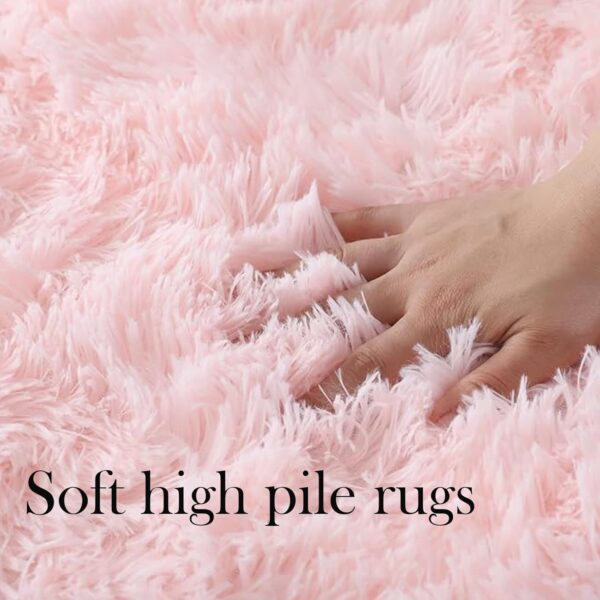 lekeplus Rugs Round Soft Shaggy on-shedding Non-slip Modern Indoor Outdoor Fluffy Rugs, For Living Room, Bedroom, Children's Room Round Carpet (Pink, 180x180cm) - Image 2