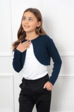 Girls Long Sleeve Cardigan Childrens Kids Bolero Shrug - Image 4