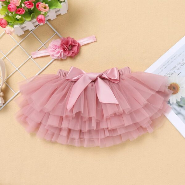 Tutu Skirt for Baby Girl with Diaper Cover Toddler Girls Layered Tulle Skirts Bloomers and Headband First Birthday Cake Smash Outfits - Image 3