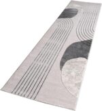 TT Home Low Pile Rug Area Rug Livingroom Carpet Square 3D Abstract Pattern, colour:Grey Cream, Size:80x300 cm - Image 5