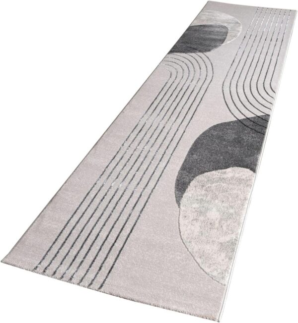 TT Home Low Pile Rug Area Rug Livingroom Carpet Square 3D Abstract Pattern, colour:Grey Cream, Size:80x300 cm - Image 5