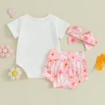 Newborn Baby Girl Clothes Fly Sleeve Letter Print Romper Tops + Ruffle Bloomer Shorts Set Infant Summer Outfits - Image 6