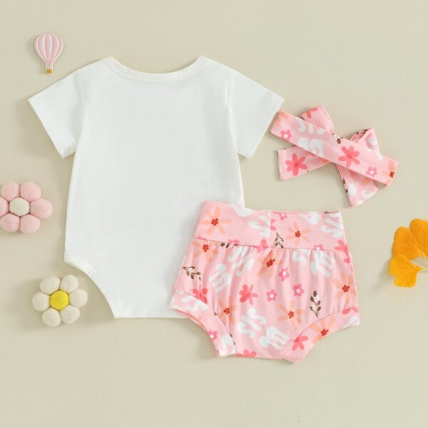 Newborn Baby Girl Clothes Fly Sleeve Letter Print Romper Tops + Ruffle Bloomer Shorts Set Infant Summer Outfits - Image 6