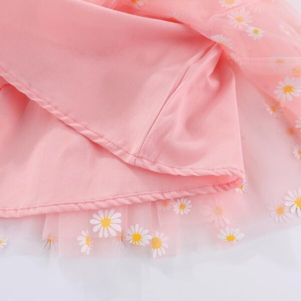 IWEMEK Toddler Kids Baby Girls Daisy Dress Spaghetti Strap Ribbed Knit Tulle Tutu Dresses Flower Girl Wedding Party Bridesmaid Birthday Pageant Prom Dresses Ball Gown - Image 5