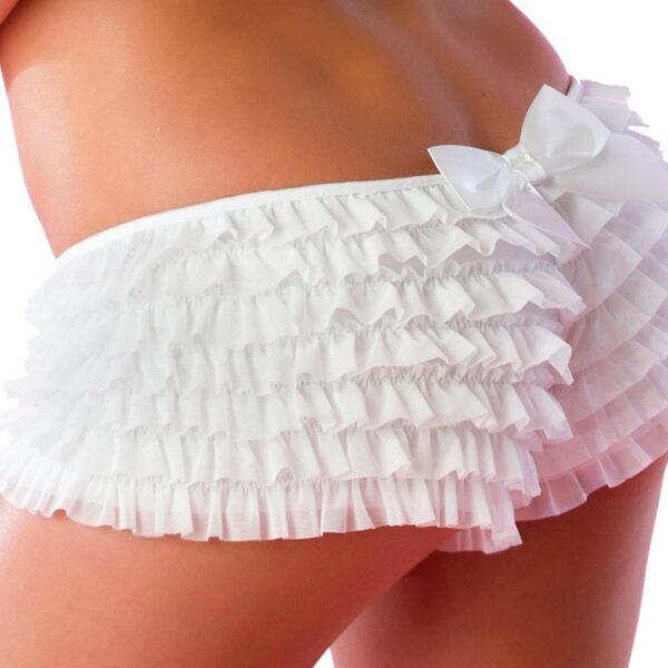 Women's Multi-Layer Lace Ruffled Mini Bloomer Tie Front Elastic Low Waist Frilly Lolita Floral Shorts - Image 9