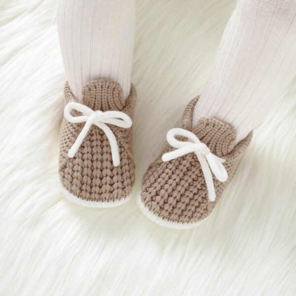 LAWKUL Baby Booties Knit Newborn Shoes Cozy First Walkers Infant Toddler Boots for Boy Girls 0-3 Months - Image 5