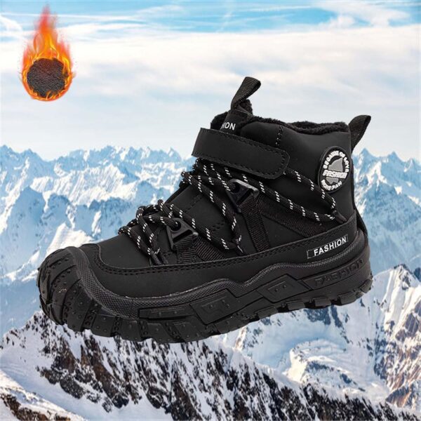 SRTUMEY Kids Warm Fur Lined Winter Ankle Boot Shoes Winter Snow Boots for Toddler Children Water Resistant Thermal Anti-Slip Snow Baby Boys Girls Shoes Boots - Image 3