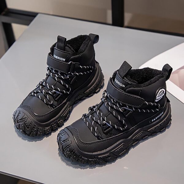 SRTUMEY Kids Warm Fur Lined Winter Ankle Boot Shoes Winter Snow Boots for Toddler Children Water Resistant Thermal Anti-Slip Snow Baby Boys Girls Shoes Boots - Image 5