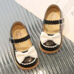 Baby Girls Mary Jane Shoes Toddler Kids School Shoes Flat Dress Leather Shoes First Walking Shoes with Bowknot Soft Sole Loafers Moccasin Anti-Slip Princess Wedding Shoes,1-7 Years - Image 4