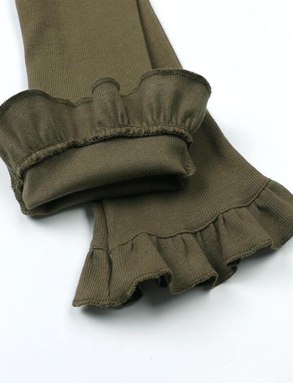 FEOYA Girls Ribbed Flared Leggings Cotton Ruffle Leggings Bell Bottoms Yoga Pants Casual High Waisted for Dance Workout - Image 2