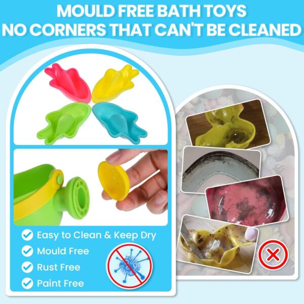 Baby Bath Toys for 1 2 3 4 Year Olds Toddler Kids - 10PCS Mould Free Water Play Swimming Pool Toys No Mould Watering Can Bath Boats Bath Cups for Boys Girls - Image 2