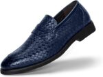 Ophestin Men's Loafers Moccasins Weave Formal Dress Shoes Slip-On Driving Business Shoes