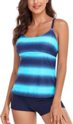 Women’s Swimwear Gradient Color Tankini Set Top with Shorts Low Waist Sporty Swimsuit Bikini - Image 2