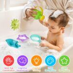 Baby Bath Toys for 1 2 3 4 Year Olds Toddler Kids - 10PCS Mould Free Water Play Swimming Pool Toys No Mould Watering Can Bath Boats Bath Cups for Boys Girls - Image 4