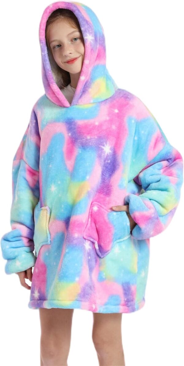 Shamdon Home Collection Kids Oversized Blanket Hoodie,Wearable Blanket Sweatshirt for Girls Boys, Sherpa FLeece Hooded Pullover with Pocket for Children Teens Aged 5-15 - Image 4