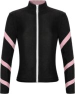 iEFiEL Kids Girls Sports Outfit Stripe Stand Collar Zipper Sweatshirt with Athletic Skirt Sets Dancewear Activewear - Image 5