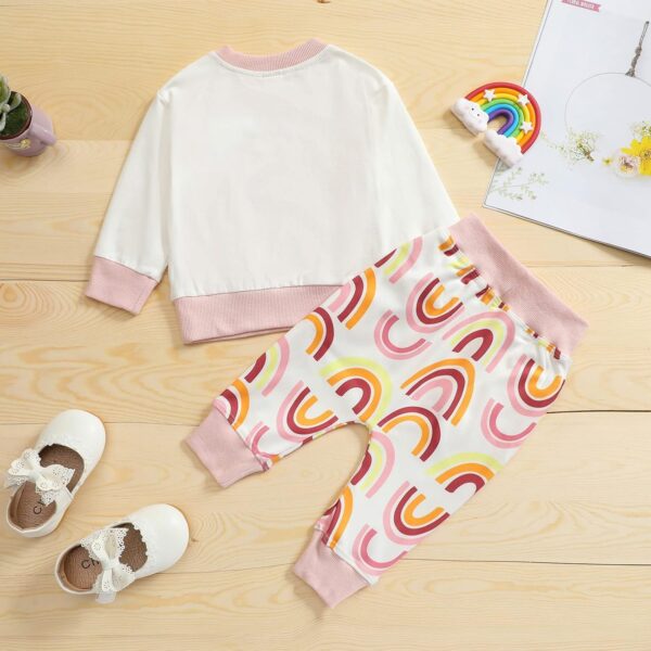 Infant Bloomers 3 6 Months Newborn Infant Baby Girls Cotton Rainbow Autumn Print Long Sleeve Pants Sleepwear Set Clothes Outfit Sweats for Girls - Image 3
