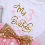 Baby Girl Toddler Kids 1st / 3rd Birthday Party Dress Cotton Short Sleeve Princess Tulle Dresses with Sequin Bowknot Headband 2pcs Cake Smash Outfit - Image 4