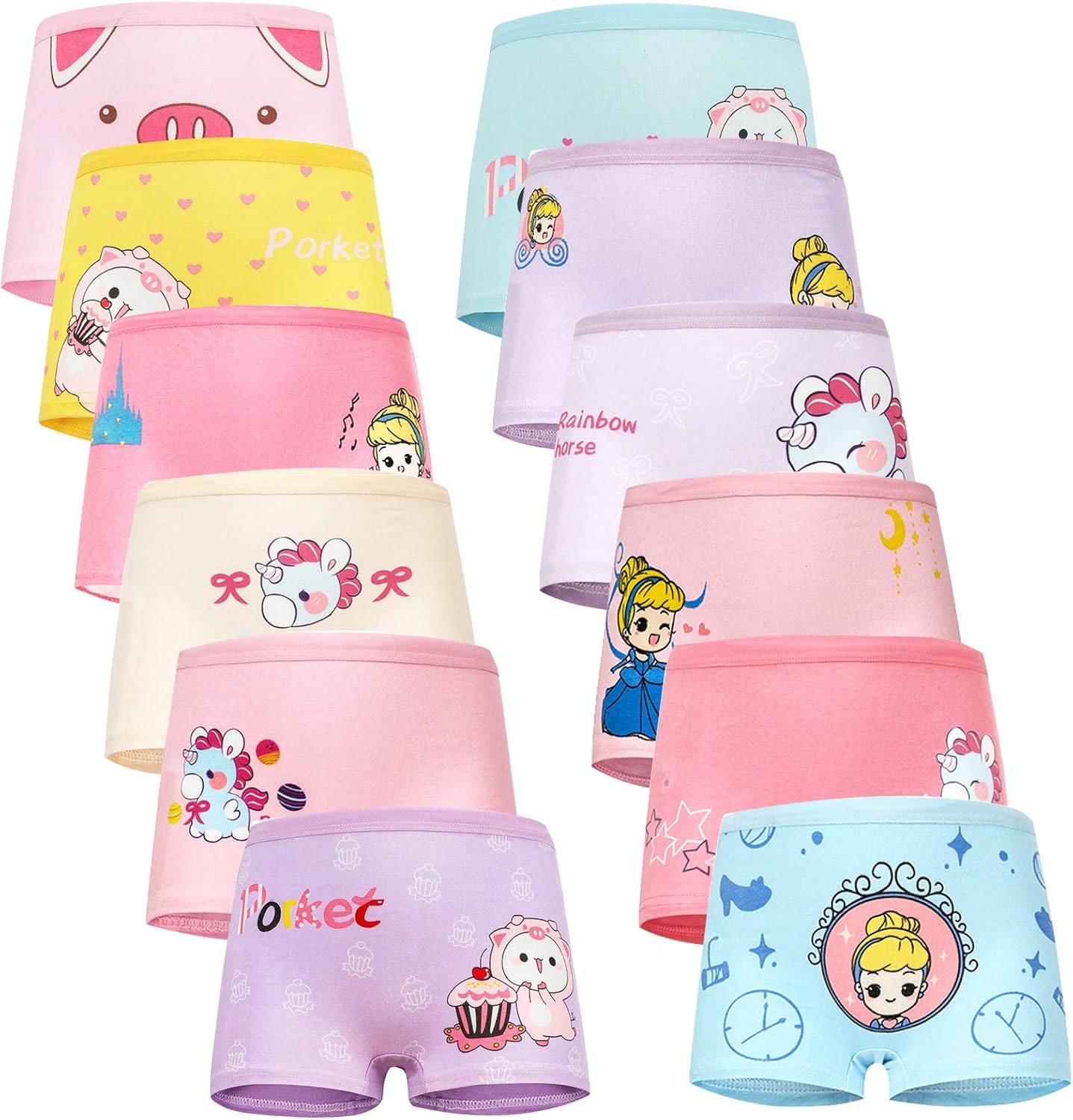 71jTSB7E09L._AC_SL1500_.jpg Girls' Knickers 12 Pack Girls Underwear Comfortable Briefs Girls Cotton (2-9 Years) - Image 1
