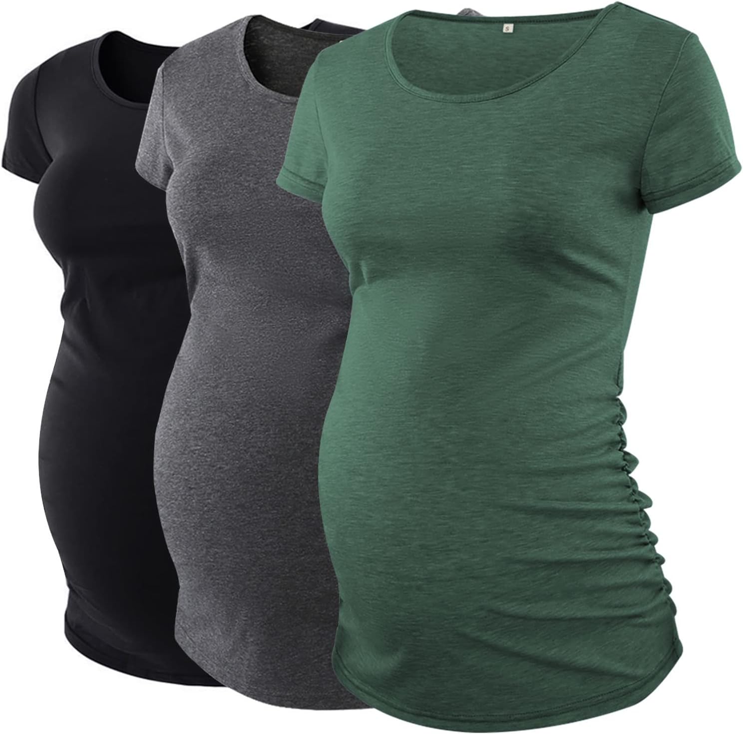 71jfMVdbRvL._AC_SL1500_.jpg Love2Mi 3PCS Maternity Shirt Short Sleeves Maternity Wear T-Shirt Casual Maternity Tops - Image 1