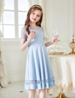 Arshiner Girls Dresses Festival Kids Summer Mesh Dress A-Line Elegant Party Fashion Dresses Casual Short Sleeve Dresses for Girls 5-13 Years - Image 6