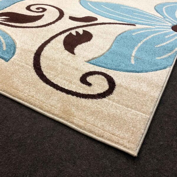 Rugs4sale Vogue Beige 1.4cm Thick Pile Modern Area Rug Living Room, Bedroom, Office And Home Decor l Ideal For Kids Room, Dining Hall, Indoor/Outdoor Carpet Mat (Beige/Blue-120x170cm) - Image 2