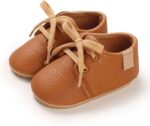Infant Toddler PU Leather Soft Sole Baby Shoes Boys and Girls Non Slip Floor Casual Shoes Lightweight Lace Up Comfortable Solid Color Simple Baby Boy Girl - Image 2