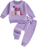 Toddler Boys Girls Birthday Outfits Letter Embroidery Long Sleeve Sweatshirt Pullover + Pocket Pants 2PCs Baby Girls Boys Clothing Sets Birthday Gift