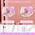 inShareplus Anime Hello Kit Neon Sign Mirror Vanity, 14"x12" Cute Cat LED Neon Lights Gifts, 5V USB Dimmable Light Up Wall Mirror for Teen Girl Gift, Bedroom, Room Decor, Dressing Table - Image 4